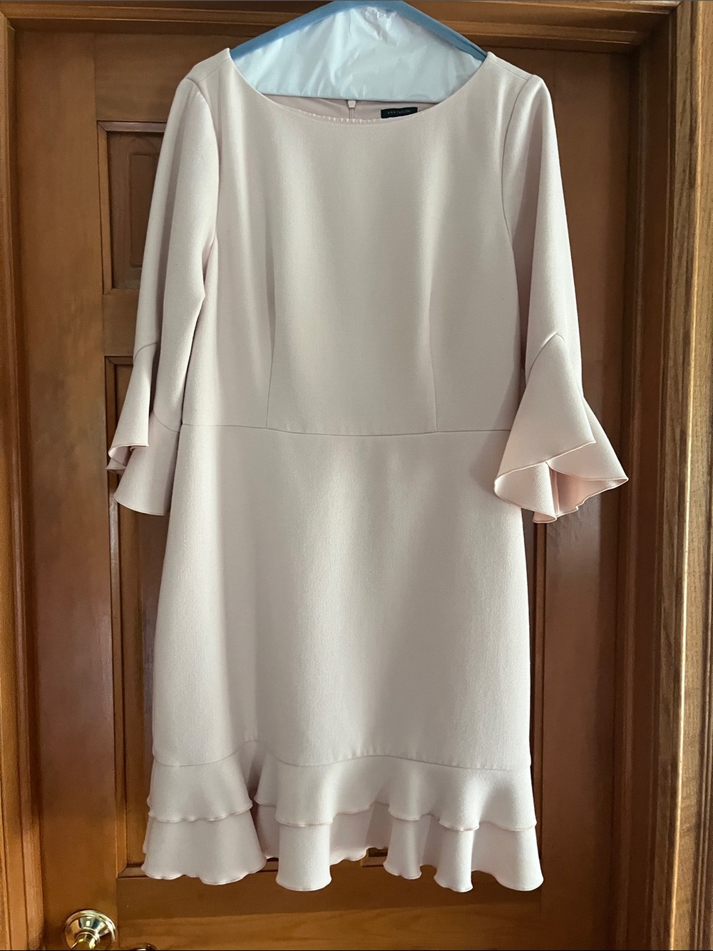 Ann Taylor Cream Ruffle-Sleeve Midi Dress